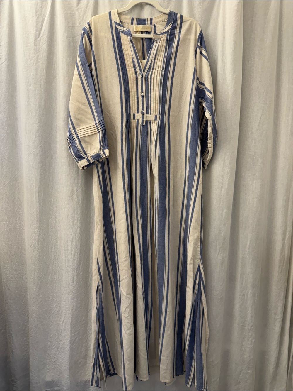 NWT NATALIE MARTIN Collection Sammie French Striped Blue Cream Maxi Dress LG - Picture 2 of 16